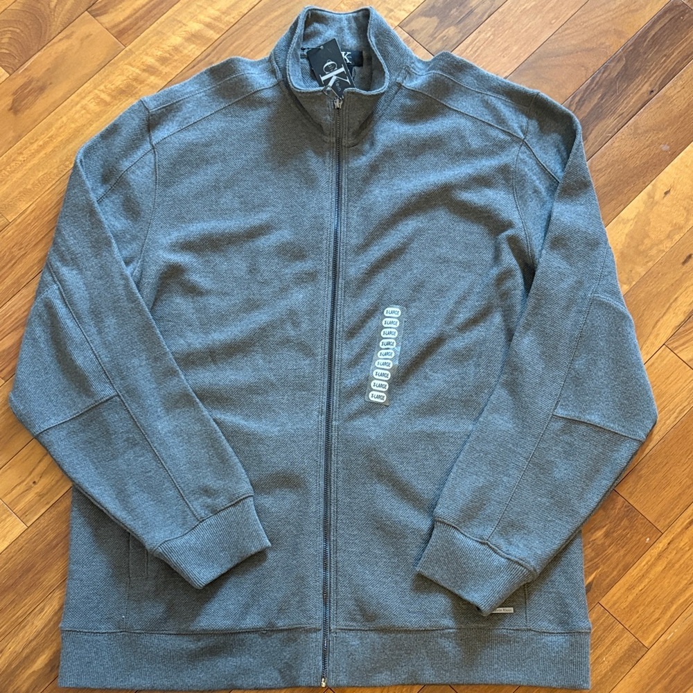 Calvin Klein Men's Charcoal Zip-Up Sweater